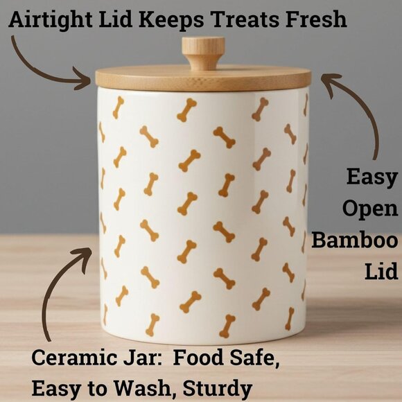 Ceramic Dog Treat Jar for Kitchen Counter - Picture 3 of 9
